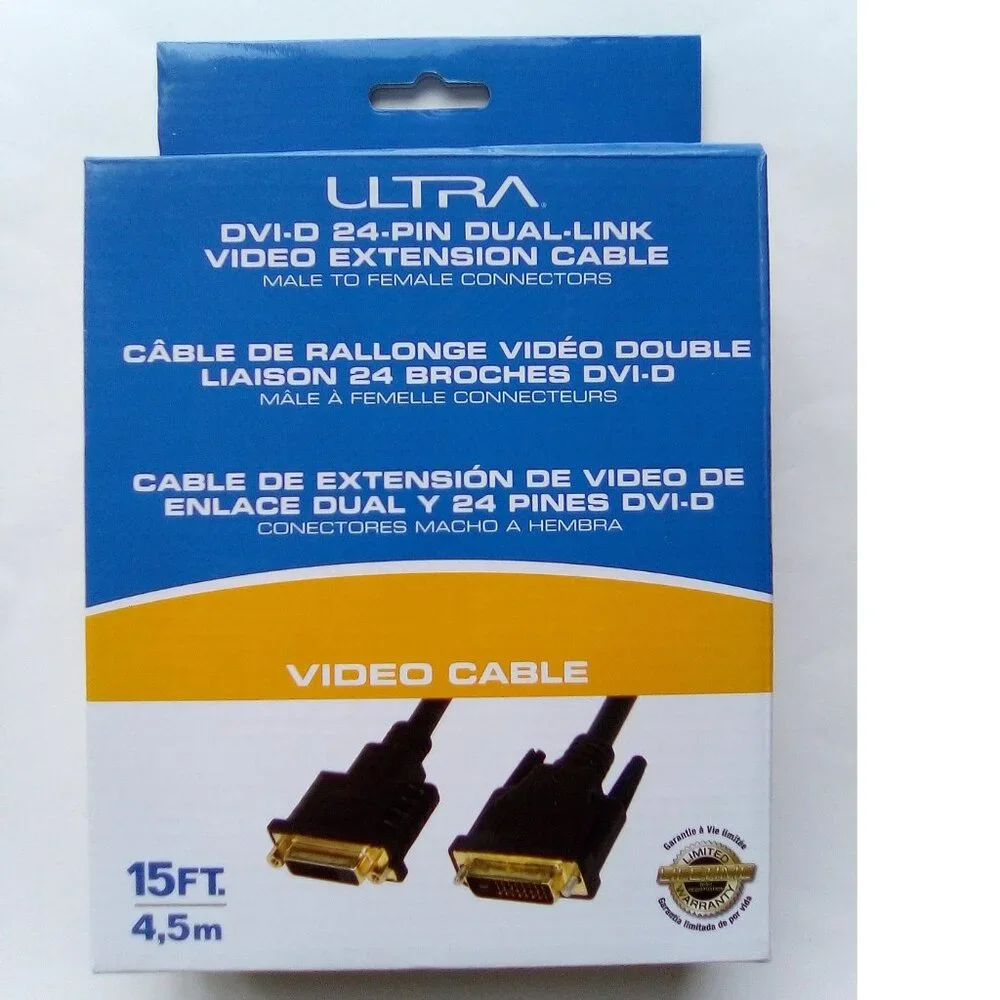 Ultra DVI-D 24-Pin Dual-Link Video Extension Cable, Male to Female, 15ft. (4.5m)